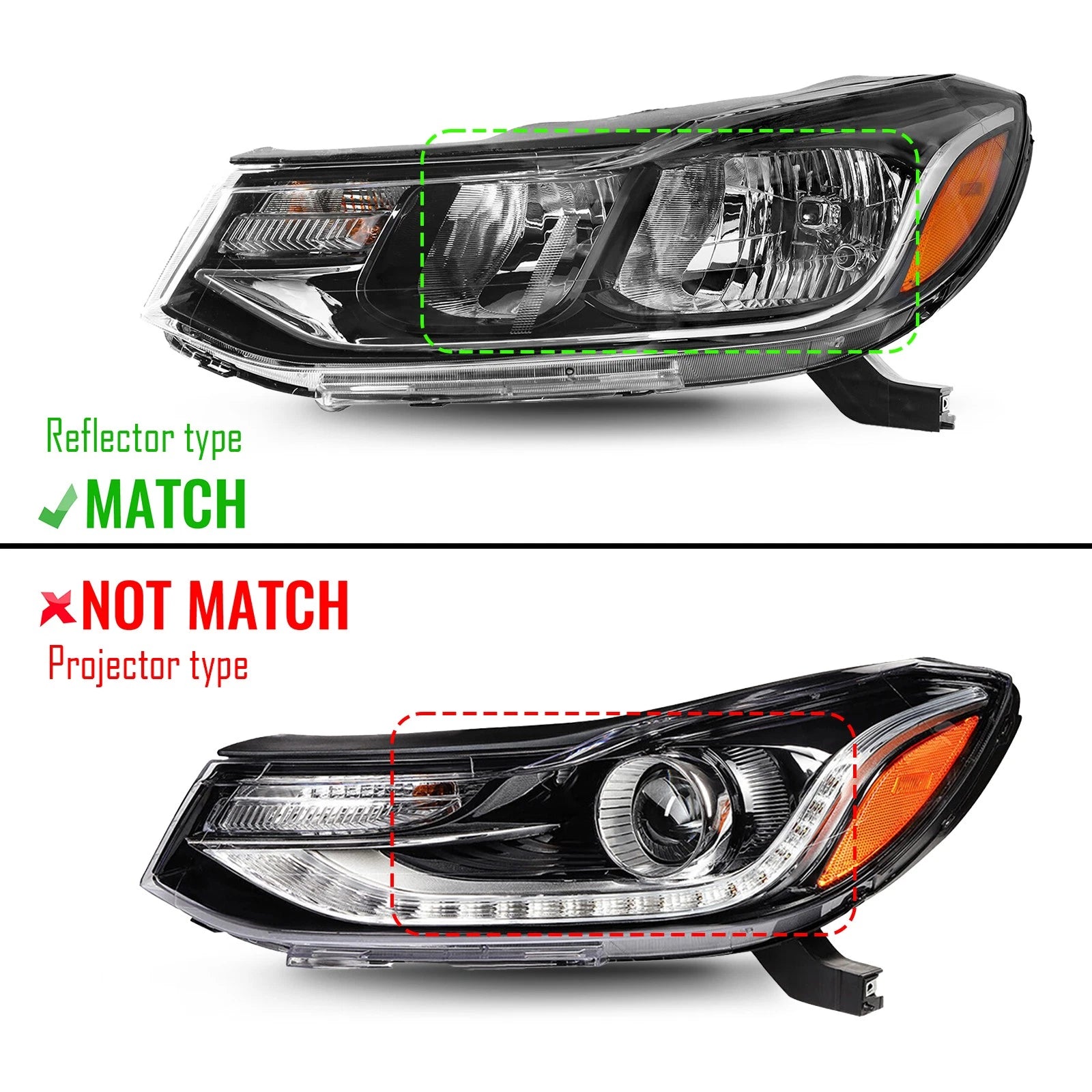 Halogen Headlight for Chevrolet Trax (2017–2022) Left Driver Side with Bulbs