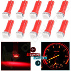 10x T5 1SMD LED Wedge Bulb Pure Red Light for Toyota