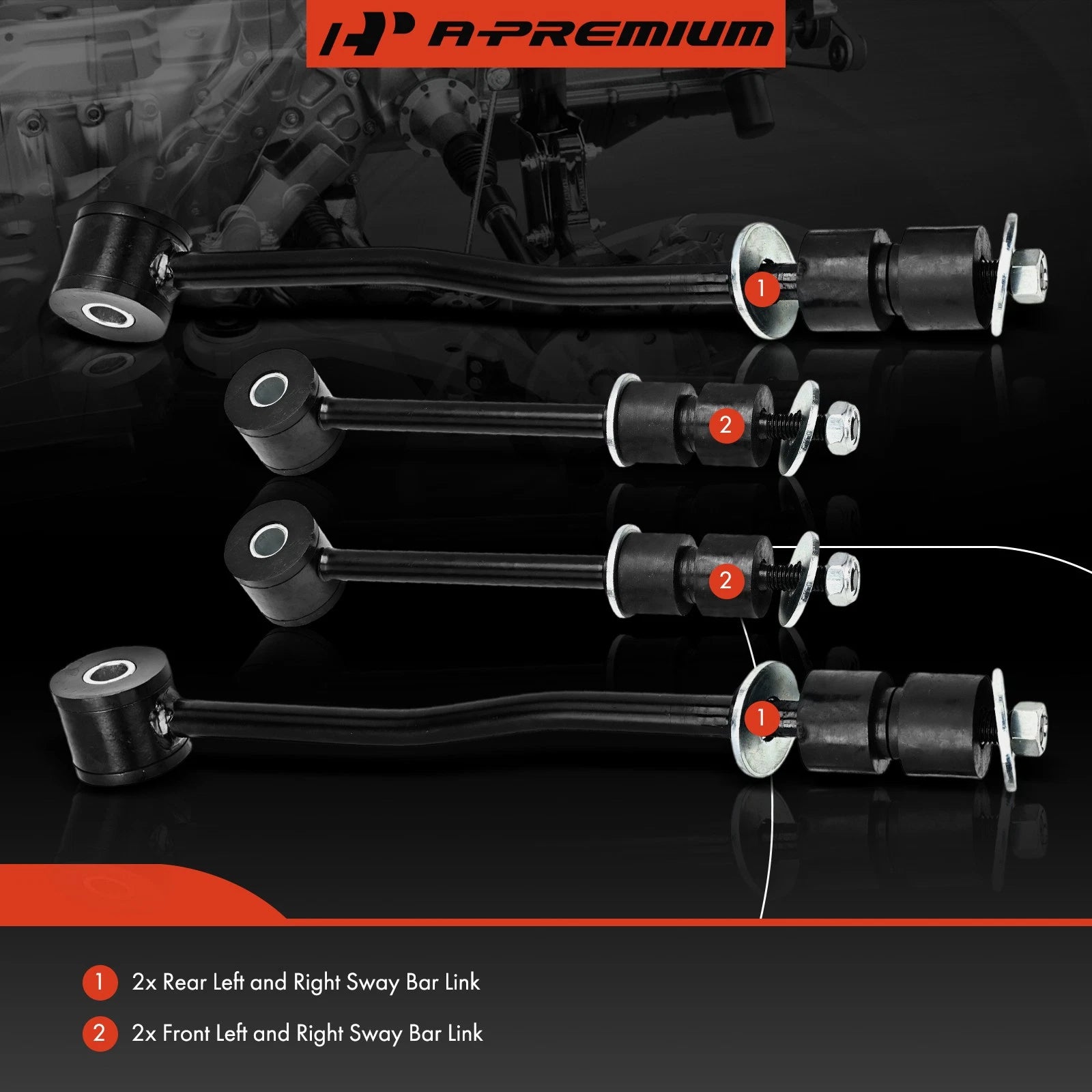 Set of 4 Sway Bar Links for Ford F-53 Motorhome Chassis (1994–1997)