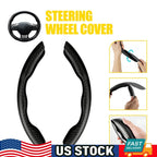 Black Carbon Fiber Steering Wheel Booster Cover for Universal Fit (Non-Slip)