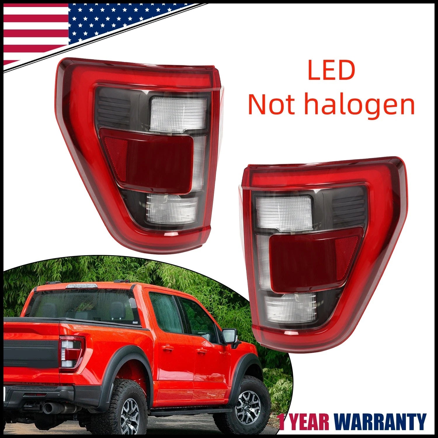 2X LED Rear Tail Light Brake with Blind Spot for Ford F150 (2021–2023)