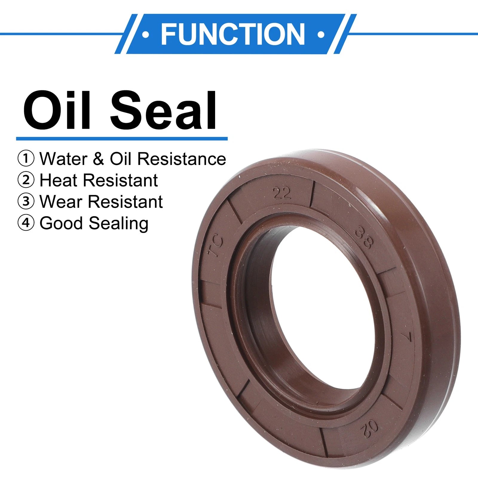 2X Oil Seal Rotary Shaft Seal for Various Models (22x38x7mm) FKM Rubber
