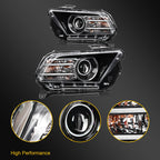 LED DRL Headlight for Ford Mustang (2013–2014) Black Housing Pair