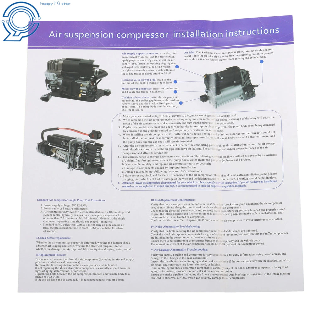 Air Suspension Compressor Pump for BMW X5 E70 (2006-2013)