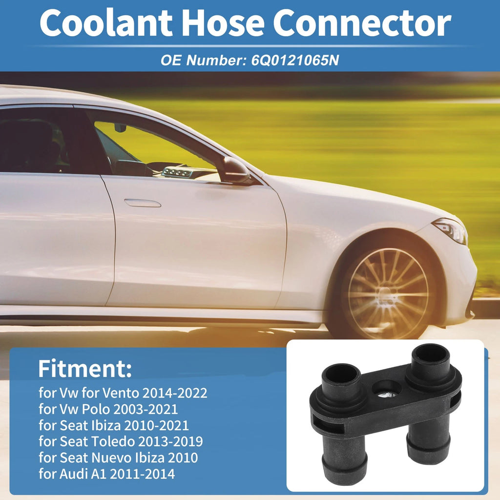 Engine Coolant Hose Connector for VW Vento (2014–2022) 6Q0121065N Nylon Black