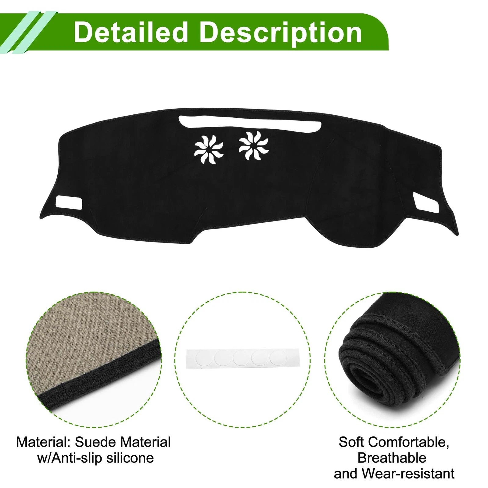 Dashboard Cover Mat for Audi Q3 (2019–2022) Sun Protector Pad Black