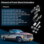 2"-4" Front Shock Extenders for Chevrolet GMC K1500 K2500 4WD (1988–1998)