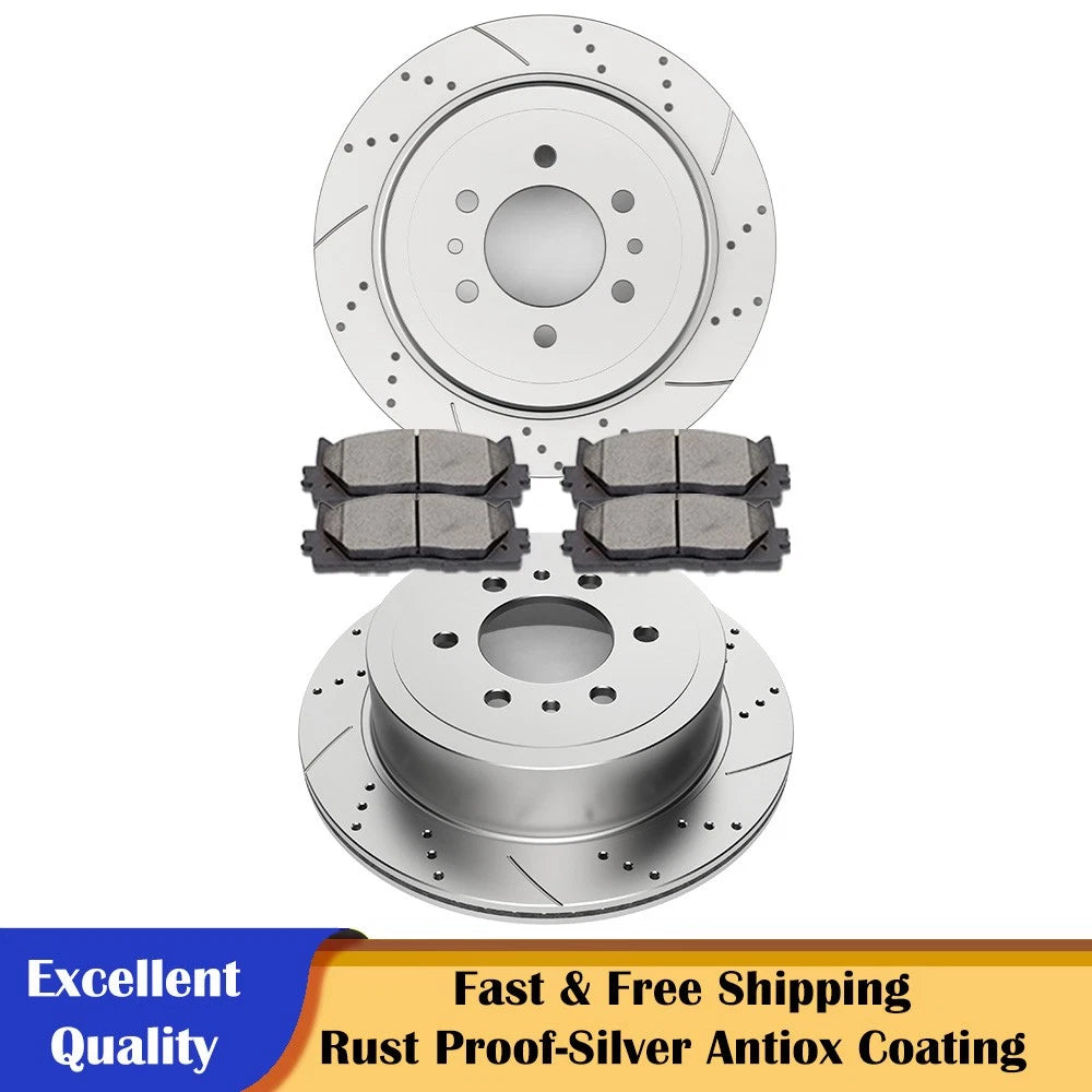 Rear Slotted Brake Rotor and Ceramic Pad Kit for Ford F-150 (2010–2011)
