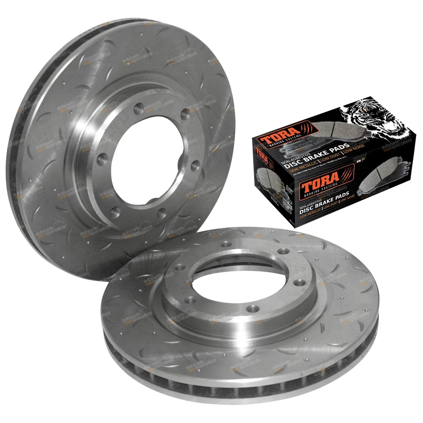 2 x Drilled Slotted Front Rotors + Pads for Toyota L/Cruiser 80 (1992–1998)