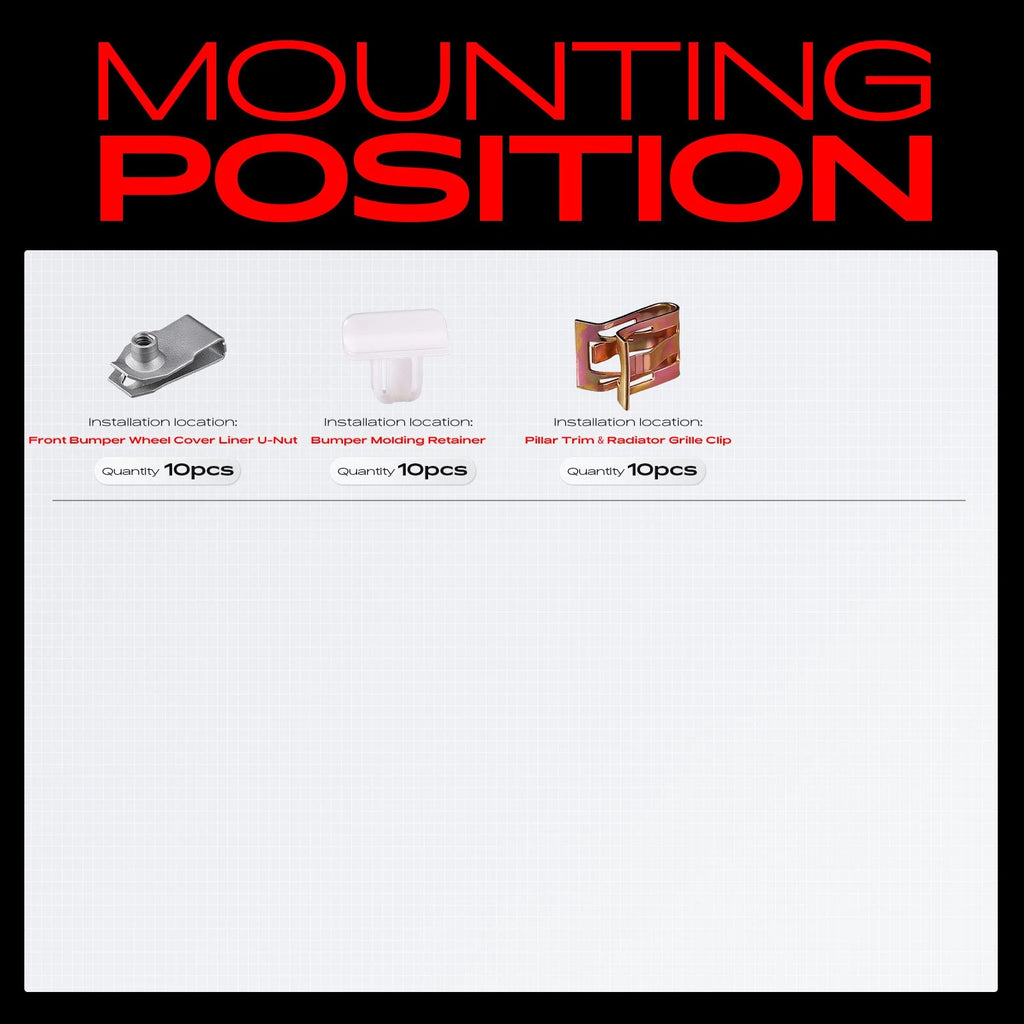 Set of 270 Rocker Panel Moulding Clip Fasteners for Chevy