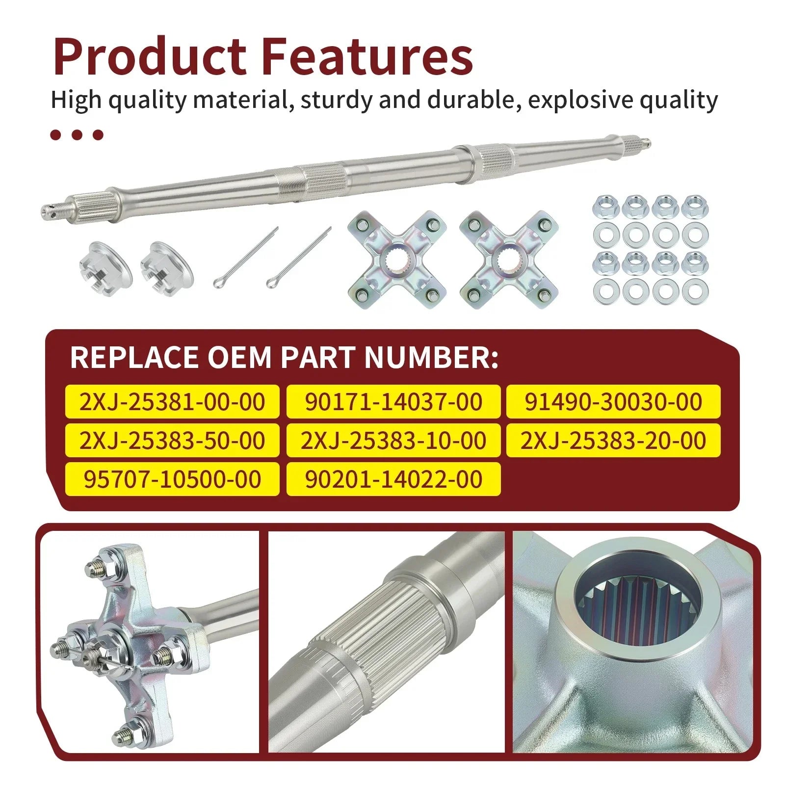 Rear Axle Shaft w/ Wheel Hub Kit for Yamaha Blaster 200 (1988–2002)