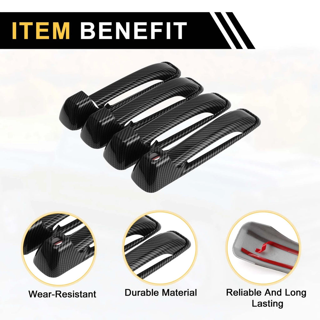 Set of 4 Outside Door Handle Covers for Dodge Ram 1500 (2009–2018) Carbon Fiber