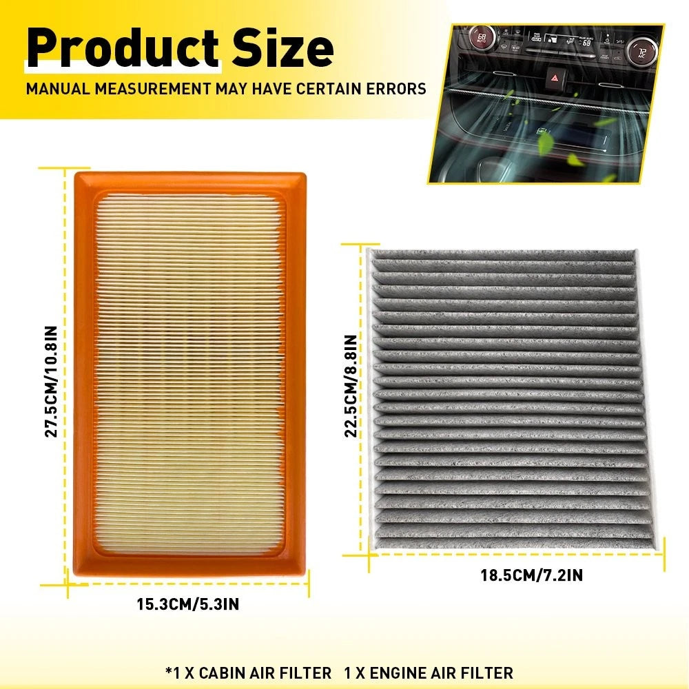 Set of 2 Cabin & Engine Air Filters for Toyota Avalon Camry (2018–2022)