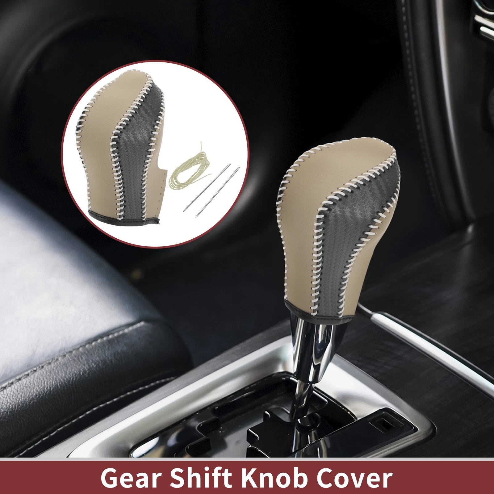 Gear Shift Knob Cover for Nissan Maxima (1 Pc, Black Beige Faux Leather)