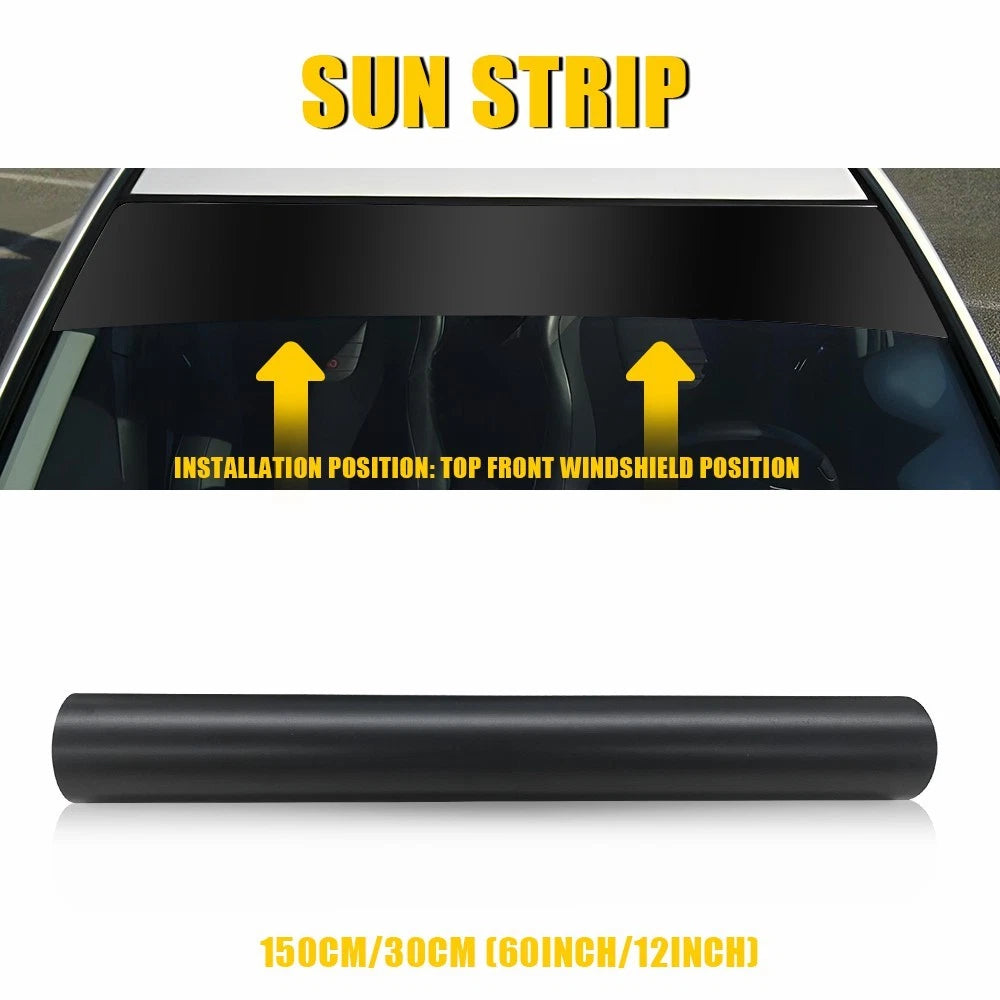 Matte Black Sun Visor Vinyl Decal Strip for Windshield (60"x12")