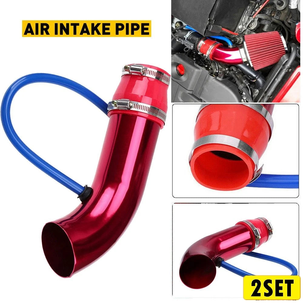 Set of 2 Feed Enclosed Pipe Intake Induction Hose Kit 3" Universal