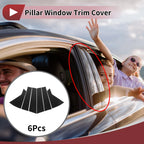 6 Pcs Door Pillar Window Trim for KIA EV6 GT (2021–2024) Black Carbon Fiber