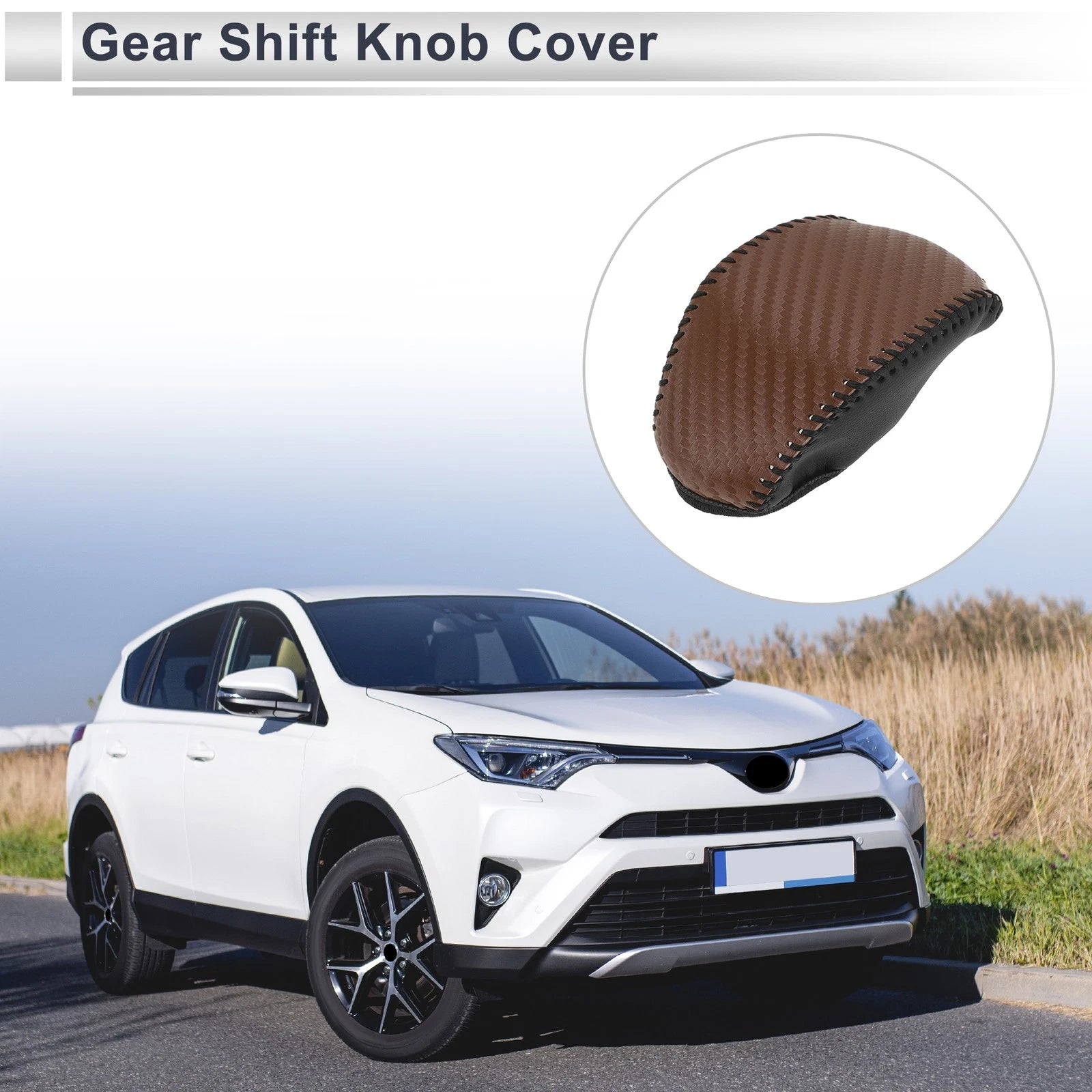Gear Shift Knob Cover for Toyota RAV4 (2019–2024) Brown Carbon Fiber