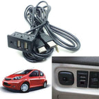 1.5M Dual USB Port Panel Adapter for Car Dash Mount AUX Extension Cable
