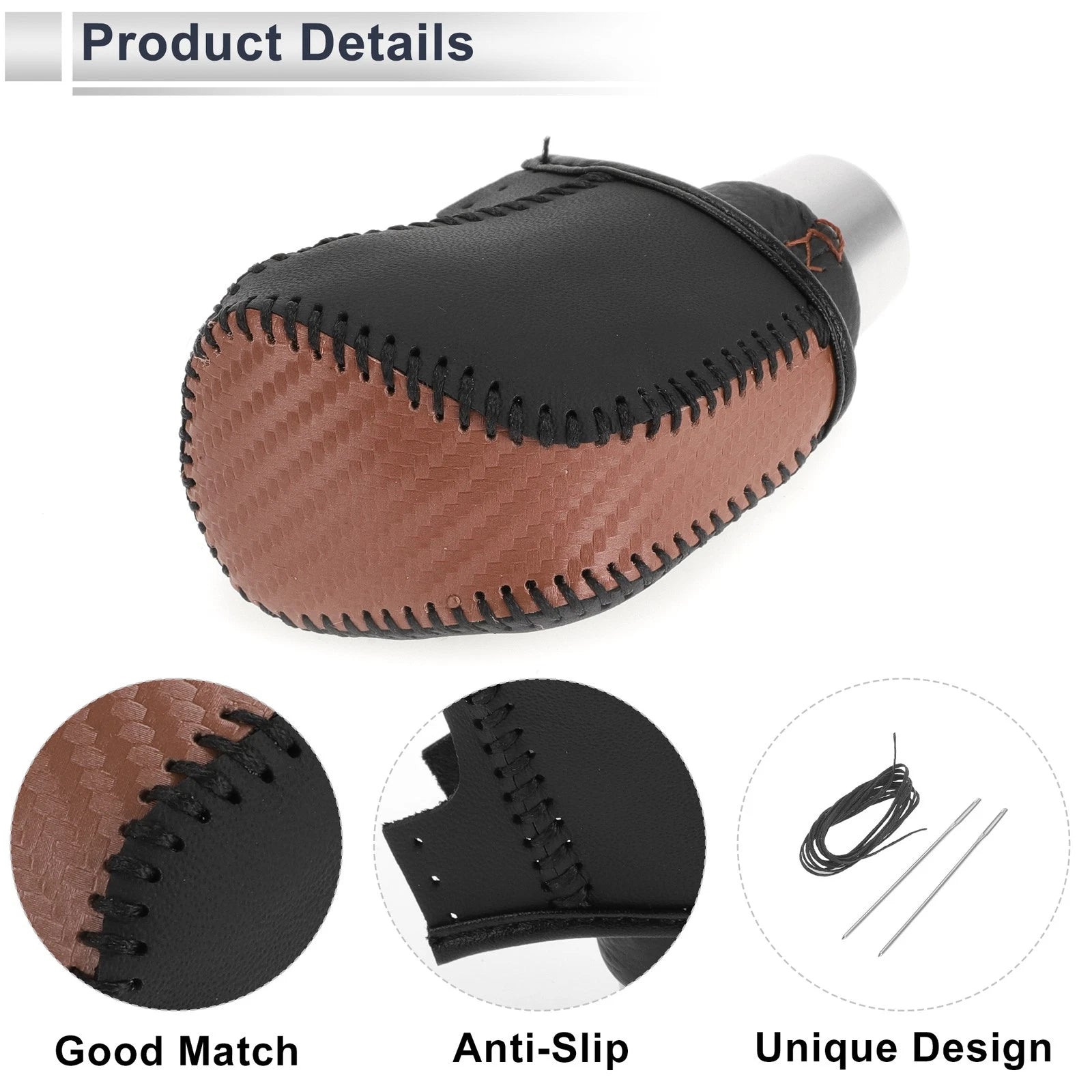 Gear Shift Knob Cover for Toyota Camry (2019–2022) Brown Carbon Fiber Black