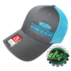 Powerstroke Trucker Hat for Ford (Charcoal Gray/Blue, Flex Fit)