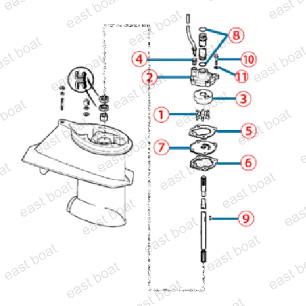 Water Pump Repair Kit for OMC Johnson/Evinrude 14-55 HP Outboard (395270)