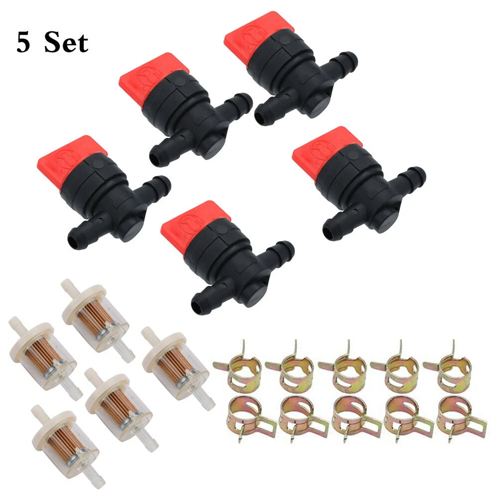 5Pcs In Line Fuel Gas Filter Shut Off Valve Kit for B&S 494768 (N/A)