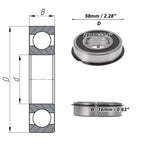 Deep Groove Ball Bearings 62/28NR2RS for Scooter Skateboard (28x58x16mm)