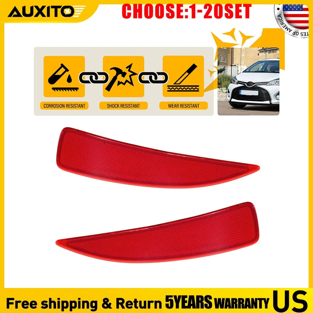 Set of 2 Rear Bumper Reflector Lights for Toyota Yaris (2012–2014)
