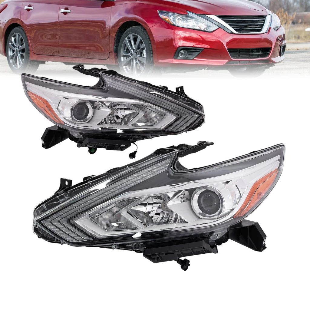 Headlight Assembly Set of 2 for Nissan Altima (2016–2018) Halogen
