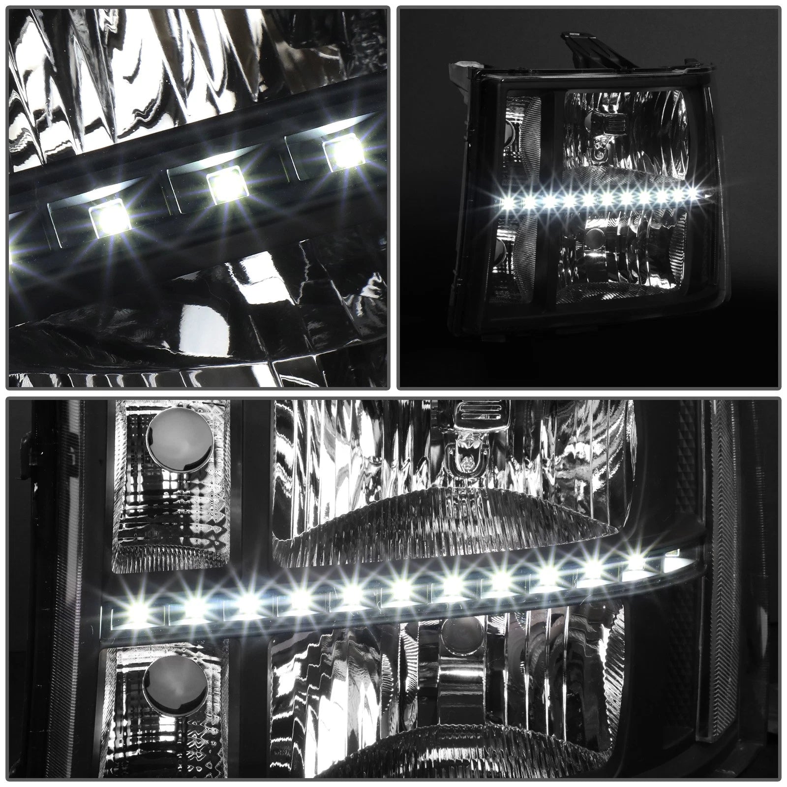 Custom LED DRL Headlight Lamps for GMC Sierra 1500 2500 3500 (2007–2014)