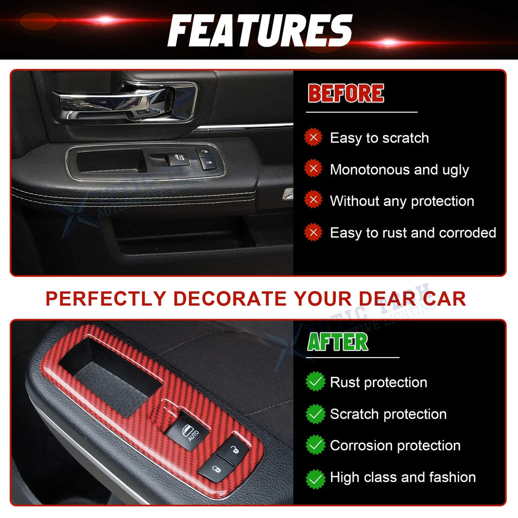 Carbon Fiber ABS Window Lift Control Panel Cover for Dodge Charger (2015-2021)