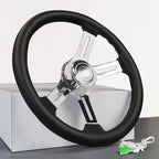 4 Spoke Steering Wheel 18" Black for Freightliner Kenworth Peterbilt Volvo