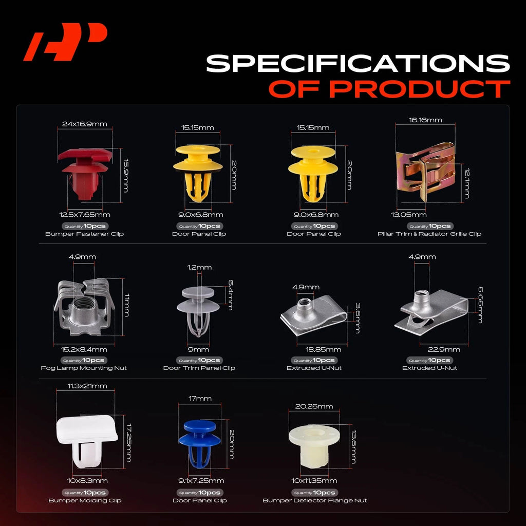 Set of 230 Bumper Fender Liner Clips for Buick LaCrosse