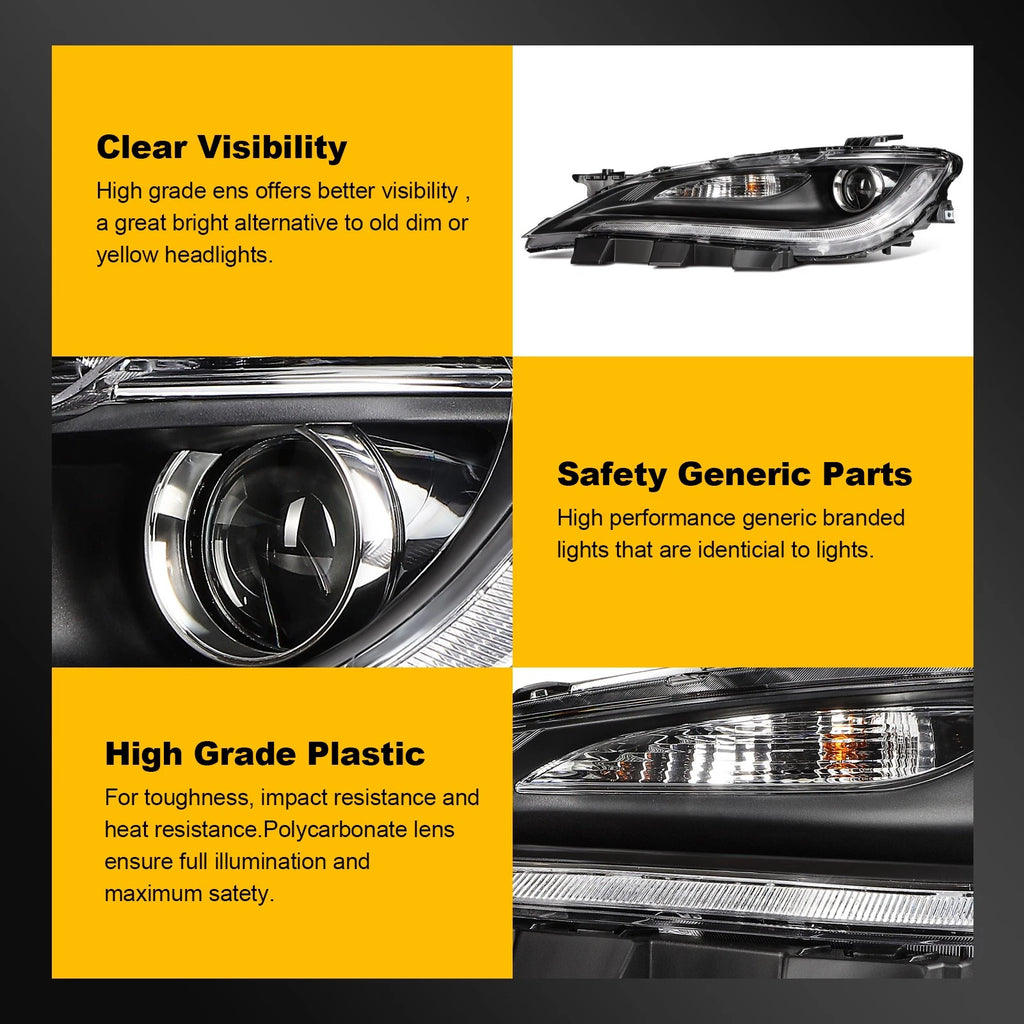 Left Side Halogen Headlight for Chrysler 200 (2015–2017) Projector