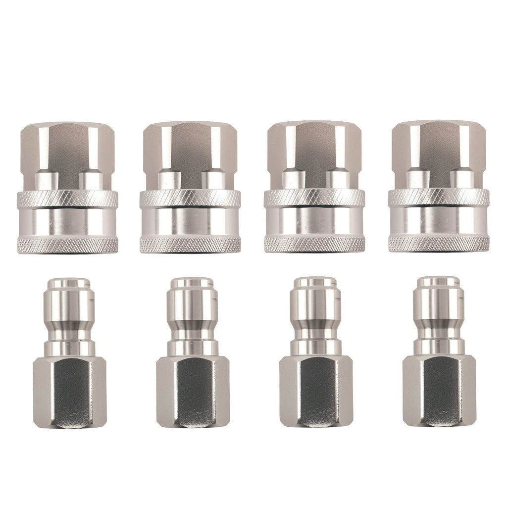 3/8in Quick Connect Stainless Steel Pressure Washer Adapter for 4Sets (—)