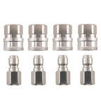 3/8in Quick Connect Stainless Steel Pressure Washer Adapter for 4Sets (—)