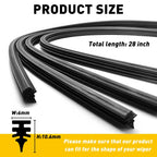 Set of 4 28" Silicone Frameless Windshield Wiper Blades for Universal Fit