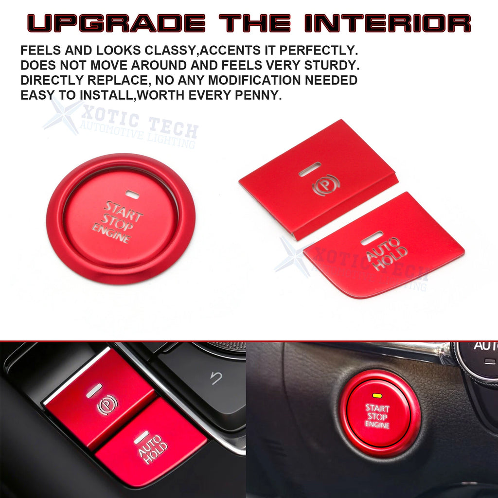 Red P Gear Brake Hold Engine Start Push Button Combo Cover for Mazda 3 (2020)