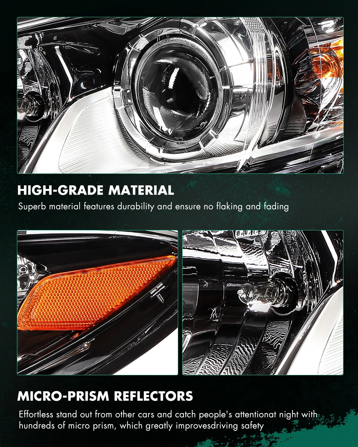 2X Headlight Assembly for Mazda 6 (2014–2017) - Black Amber