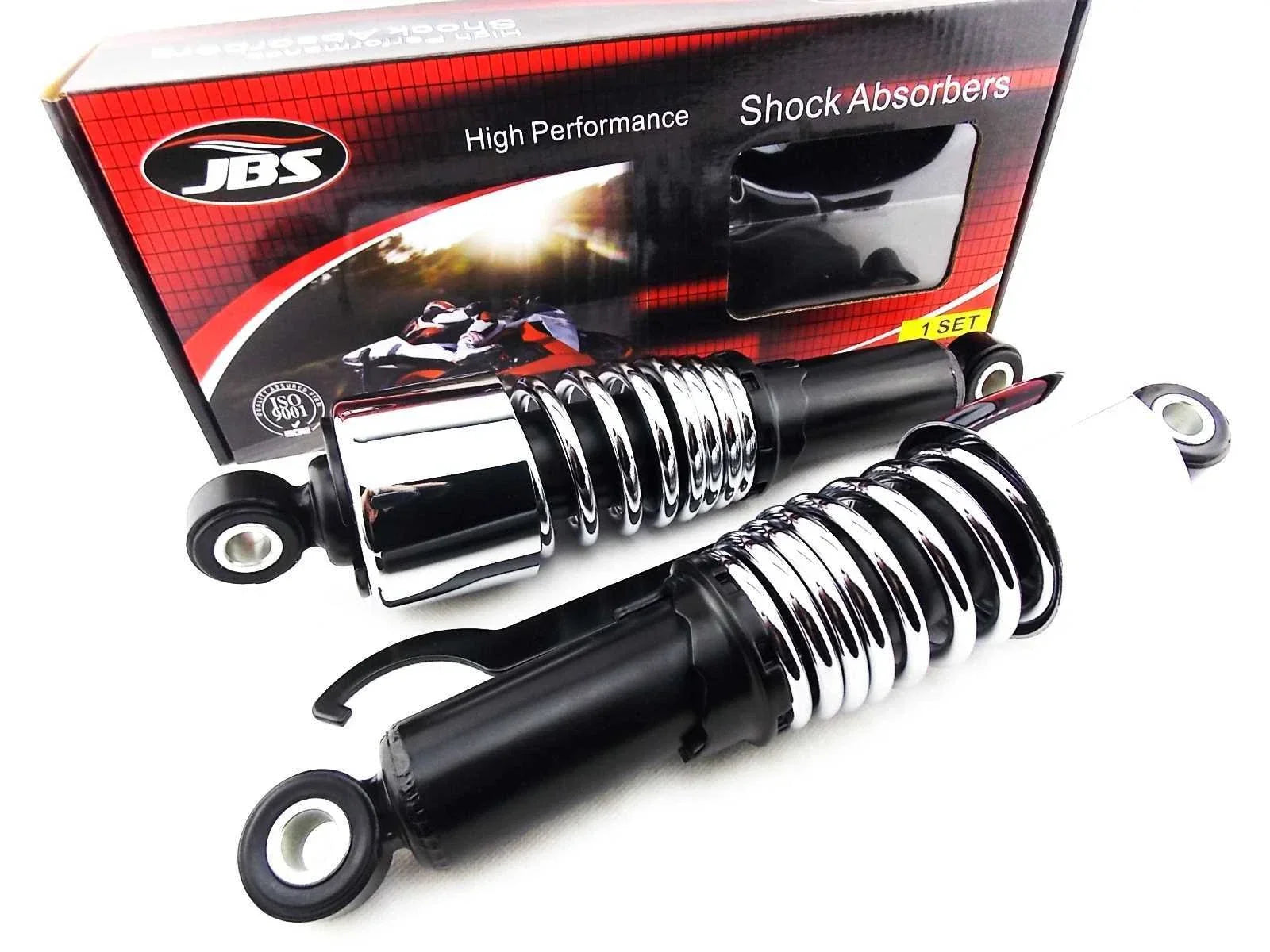 11" JBS Black/Chrome Rear Shock Absorbers for Harley Davidson FXR Super Glide