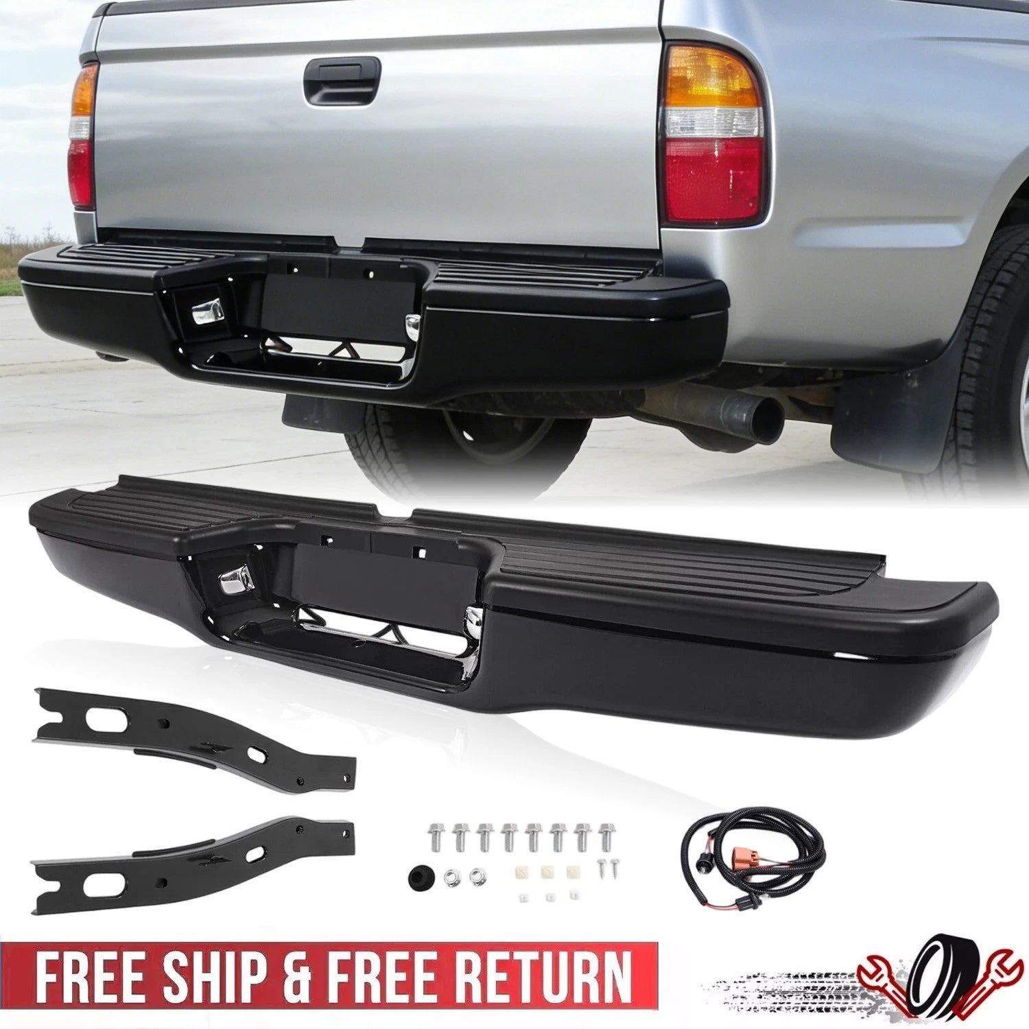 Complete Rear Steel Step Bumper for Toyota Tacoma (1995–2004)