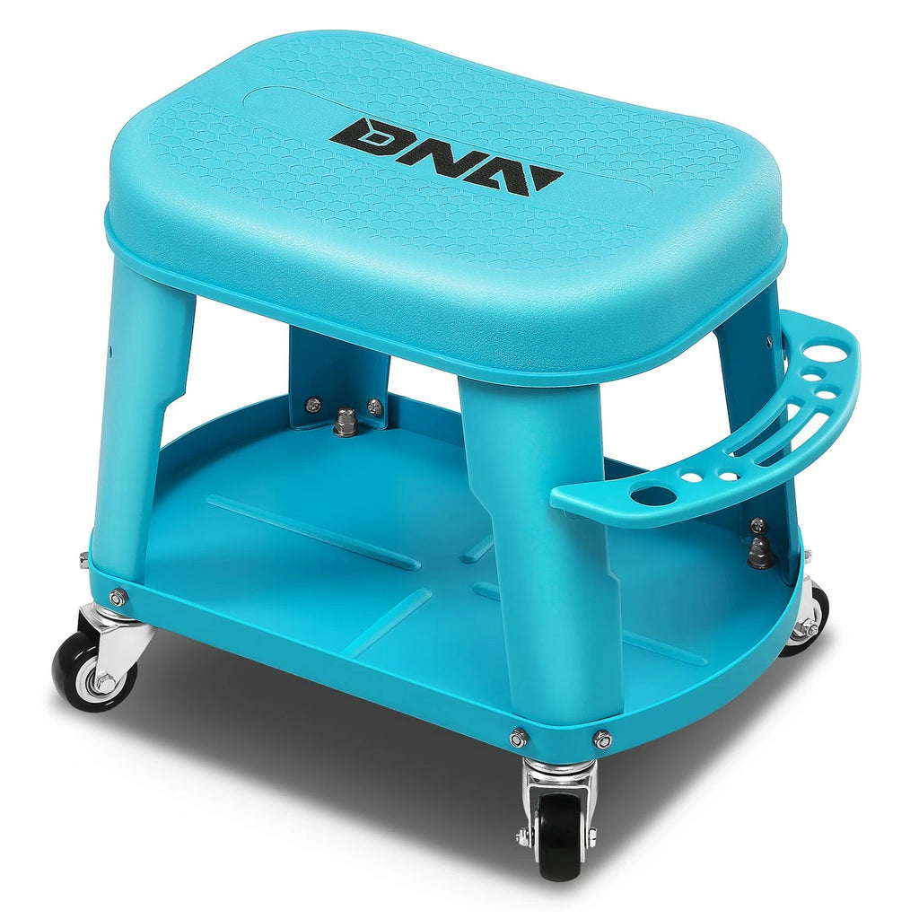 Rolling Garage Stool for Blue 300 LBs Mobile Seat (360-Degree)