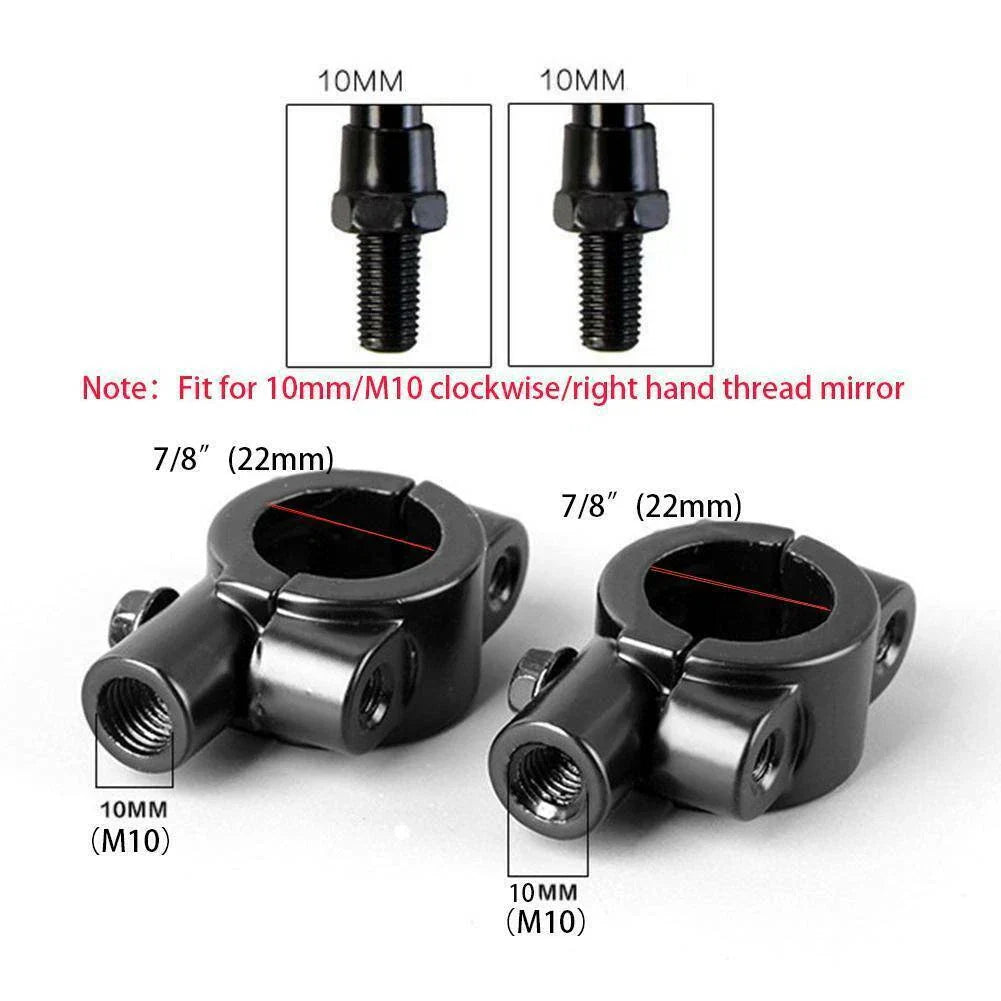 7/8" Black Motorcycle Handle Bar Mirror Mount Holder Clamp Adaptor