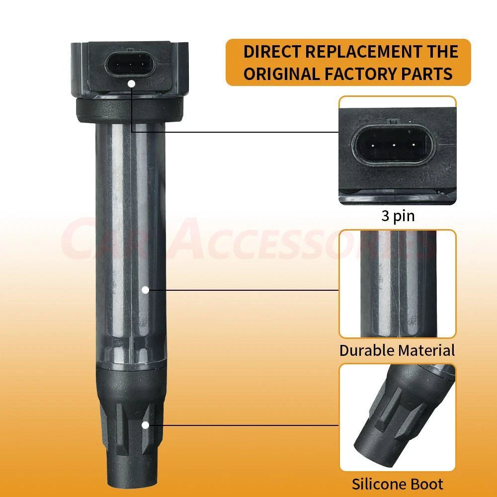 Set of 4 Ignition Coils + 4 Spark Plugs for Dodge Avenger (2008–2014) L4 2.4L UF557