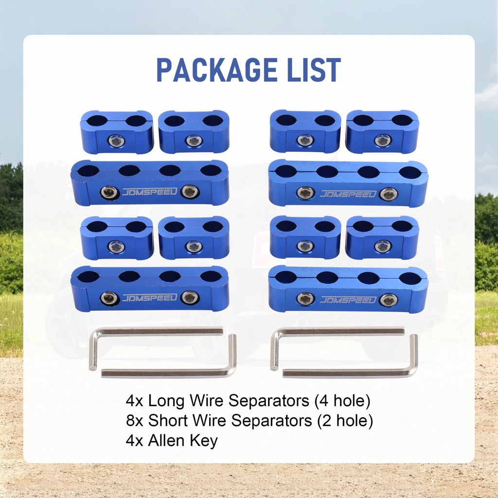 Set of 12 Blue Engine Wire Separators for Universal Use (8mm, 9mm, 10mm)