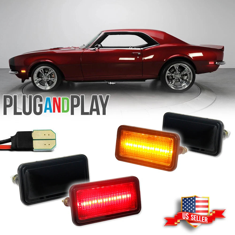 Smoked LED Side Marker Lights for Camaro Impala Nova (1968–1969)