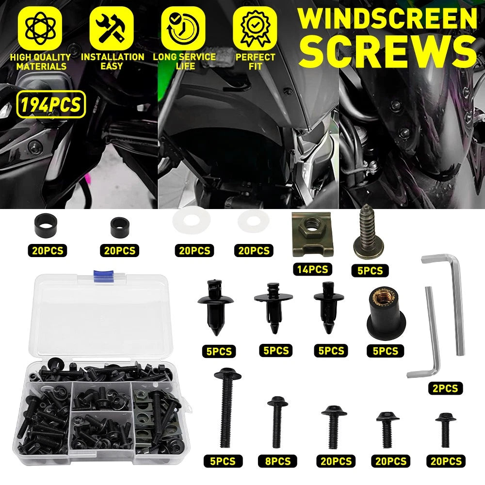 Fairing Bolts Kit for Honda CBR900RR (194X) - Black Aluminum M5 M6 Screws