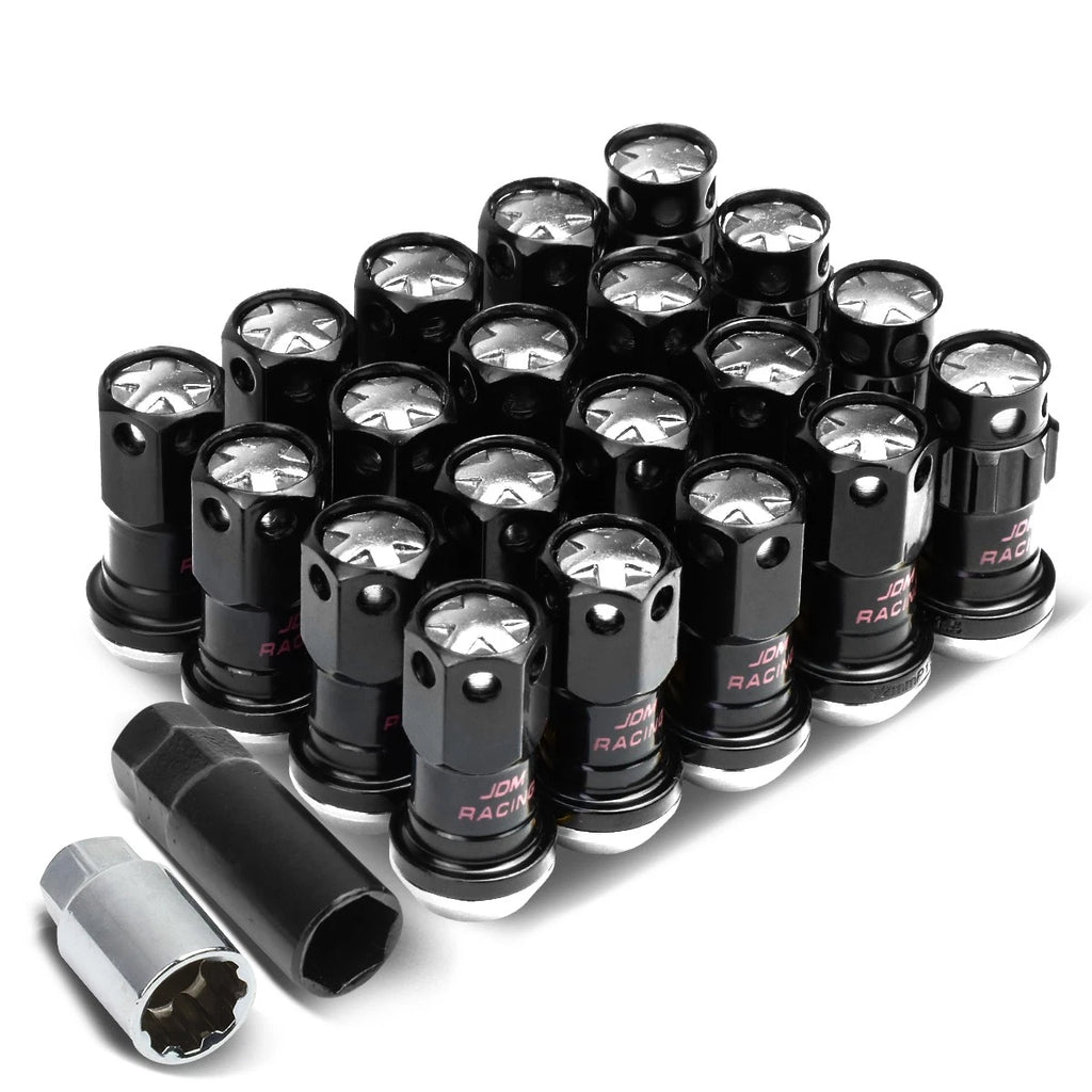 Set of 16 Aluminum Silver Rim Lock Nuts + Adapter M12x1.5 for