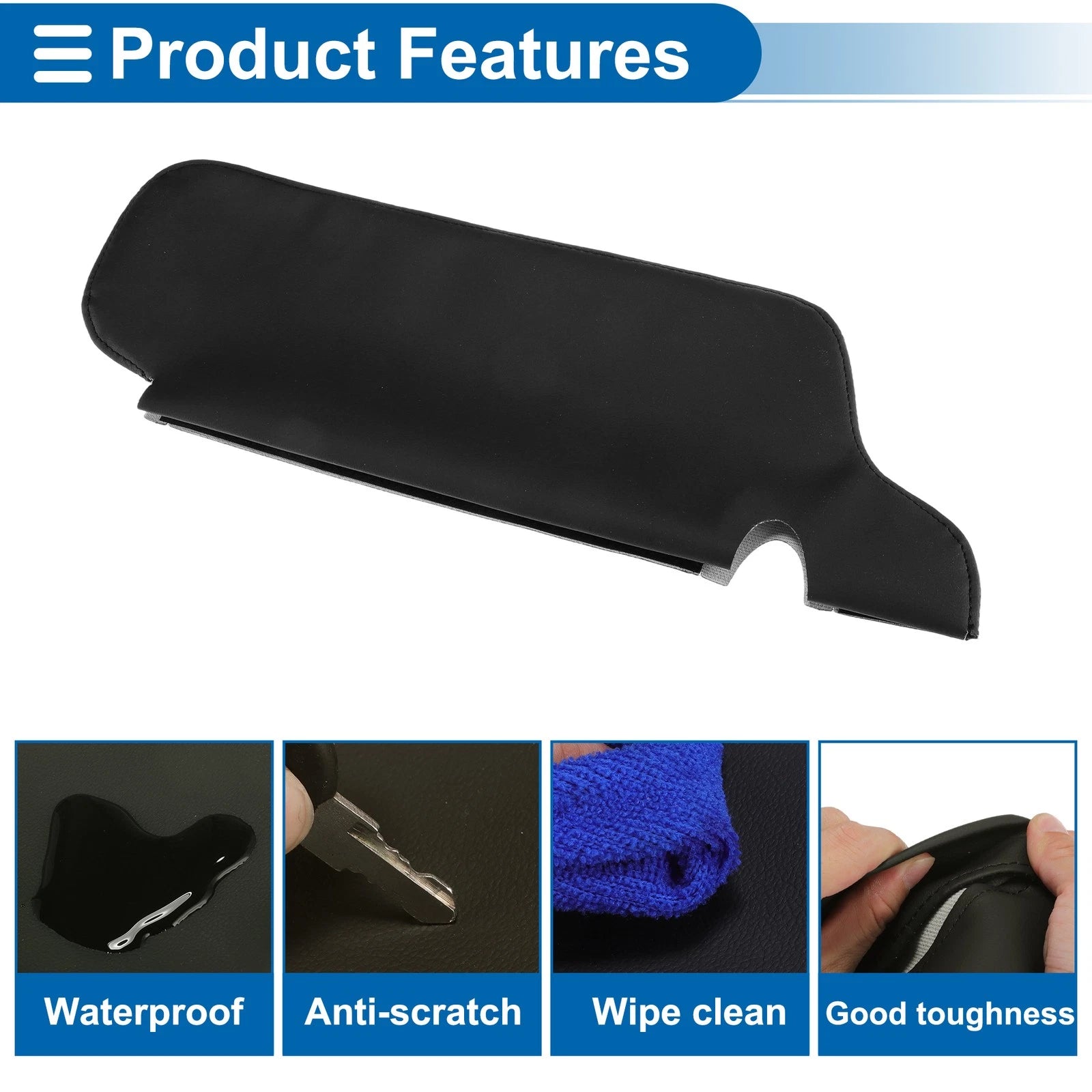 Sun Visor Cover Set for Ford Mustang (1994–2004) Left Right Side Leather Black